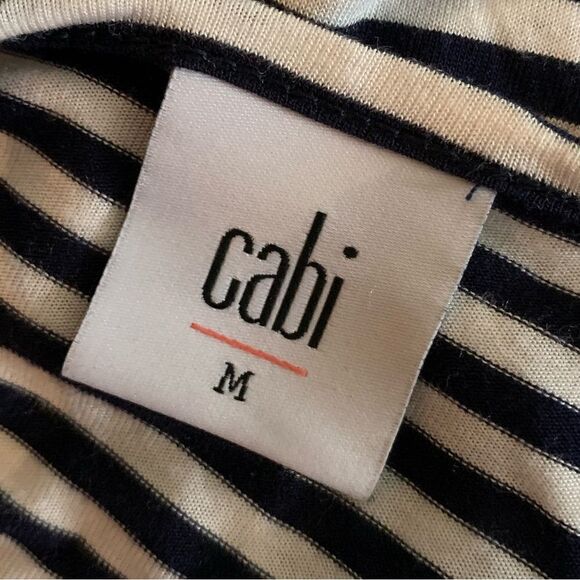 CAbi Striped Round Neck Asymmetrical Top Sz M - Picture 3 of 5